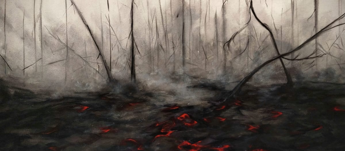 Aftermath - Mixed media on raw canvas, December 2025